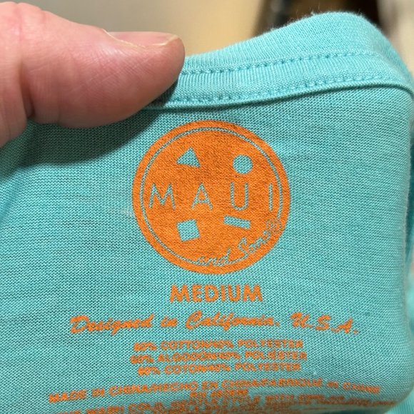 NWT Maui and Sons Logo Heather Pool Blue Tee Shirt Men's M - Picture 9 of 9